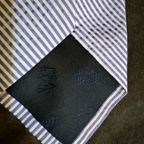 Jos A Bank Executive Collection 100% Silk Tie BLUE Stripe Italy - Picture 3 of 4